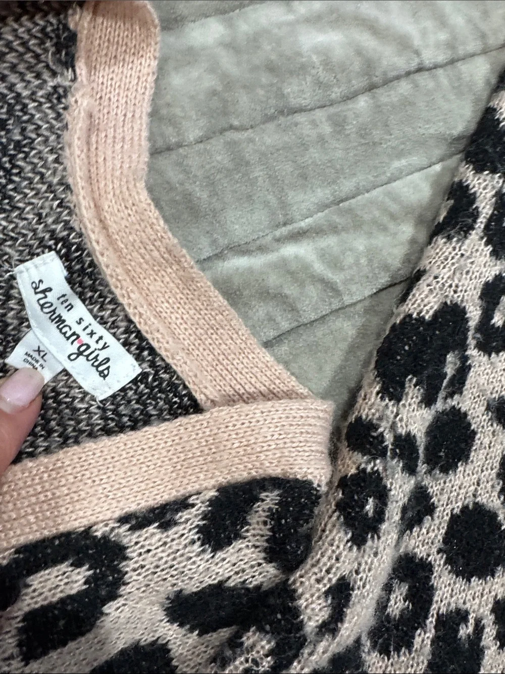 Ten sixty Sherman Women's Pink Leopard Open-Front Cardigan Sweater size xl